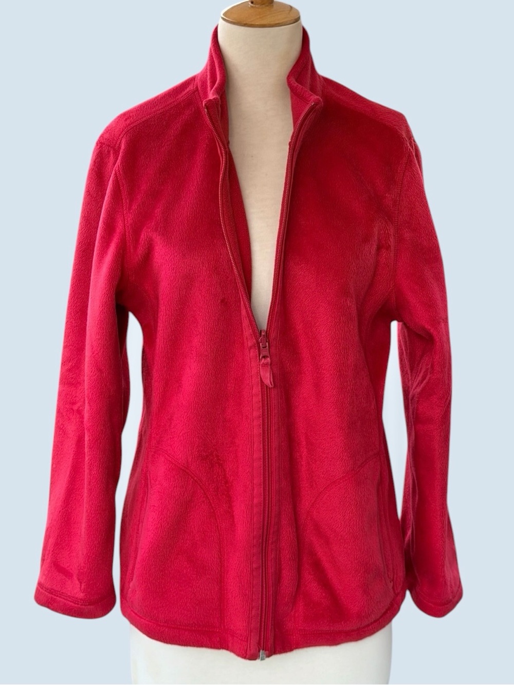 Red Reversible Contrasting Fleece Full Zip Jacket, Women’s L (No Size Tag)